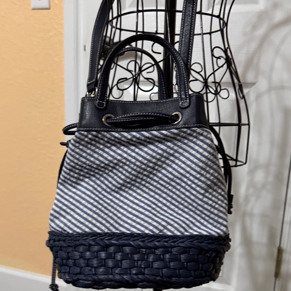 Talbots Navy and White Striped Shoulder Bag